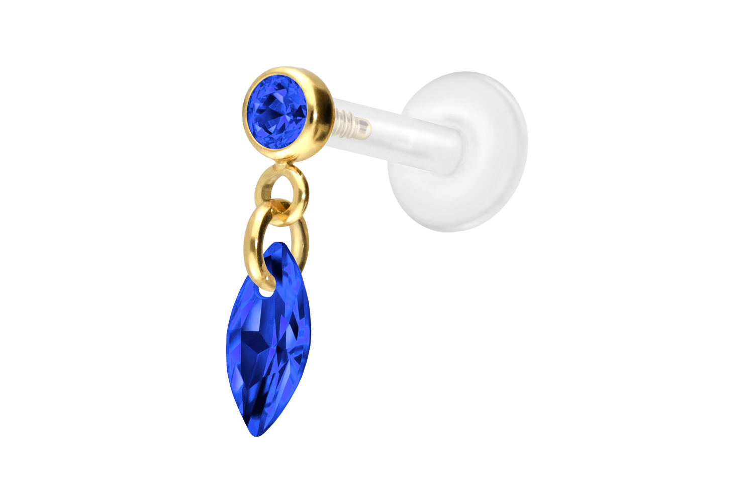 PTFE Labret mit Innengewinde + Titan-Aufsatz KRISTALLOVAL | GO = Goldfarben | 1,2 | 7 | DB = Dunkelblau | IXP5112_[288986]